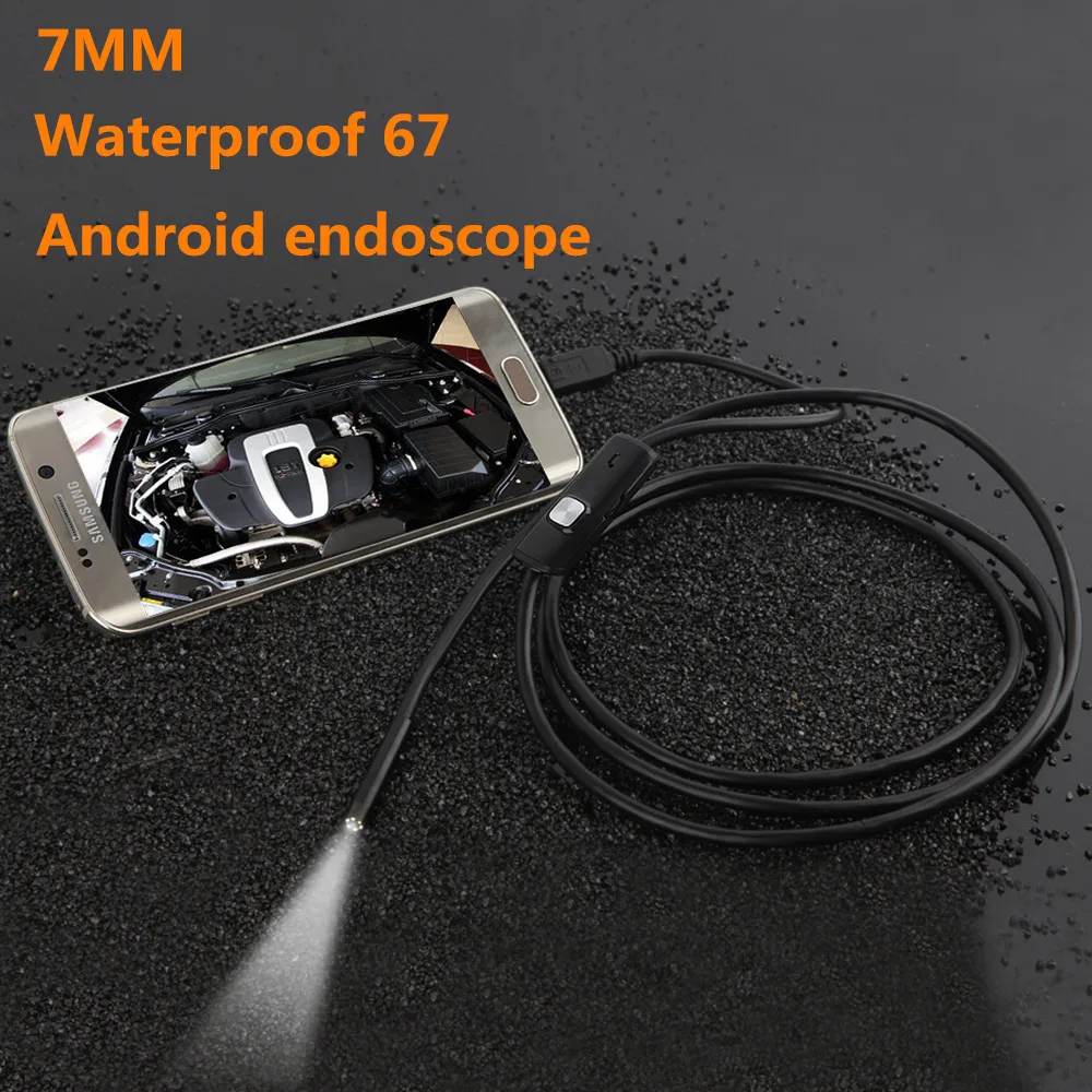 6 светодиодов Регулируемый 5,5/7 мм водонепроницаемый мини андроид эндоскоп USB провод Гибкая Змея инспекционный бороскоп для Android ПК ноутбук