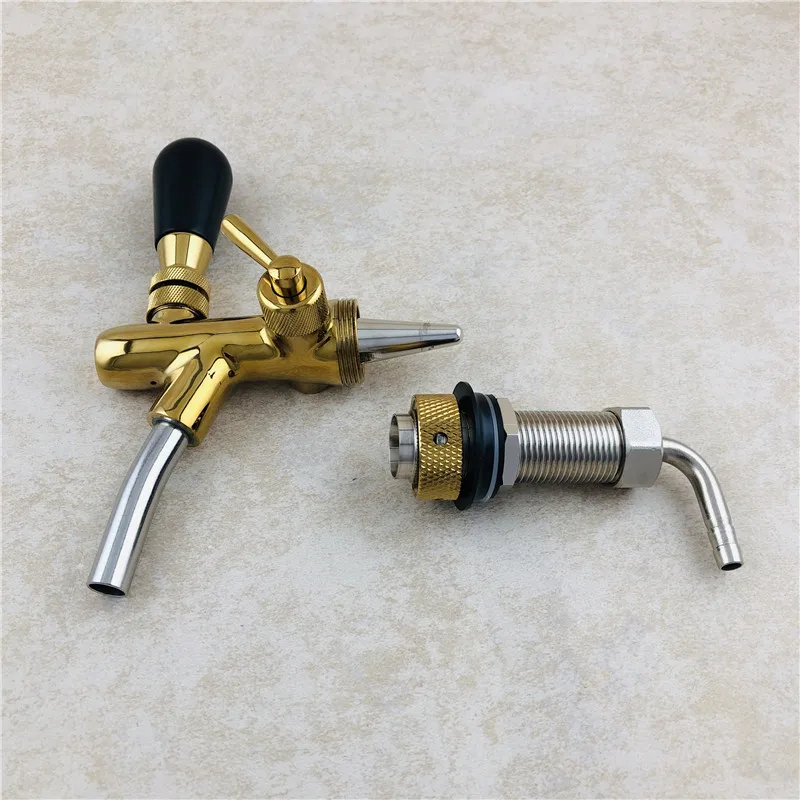 Draft Beer Faucet,Golden Adjustable Beer Tap Faucet with Long Shank 75mm G58 Thread Home Brew Bar Beer Wine Making Tool (2)