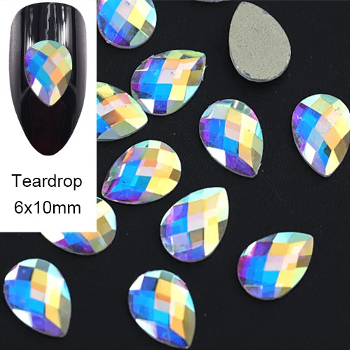 P39----6x10mm 20 шт 47 форм K9 не горячая фиксация стразы с плоской задней стороной стекло кристалл AB Клей На Стразы для DIY 3D украшения ногтей B1221 - Цвет: P39----6x10mm