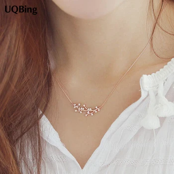 

Drop Shipping 925 Sterling Silver Chain Necklaces Crystal Tree Branche Pendants&Necklaces Jewelry Collar Colar de Plata