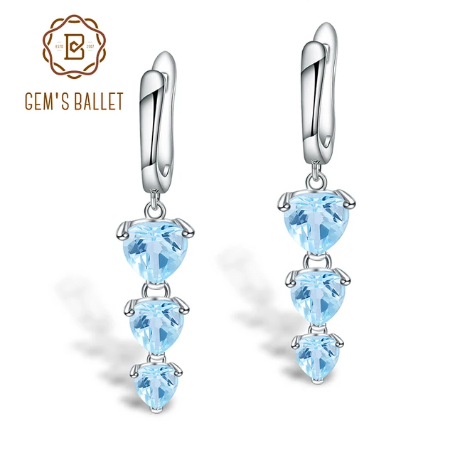 GEMS BALLET-pendientes de plata de primera ley y Topacio azul para mujer, aretes, plata esterlina 925, Circonia cúbica, zirconia, circonita, zirconita, piedra preciosa en forma de gota GEMS BALLET-pendientes de plata de primera ley y Topacio azul para mujer, aretes, plata esterlina 925, Circonia cúbica, zirconia, circonita, zirconita, piedra preciosa en forma de gota