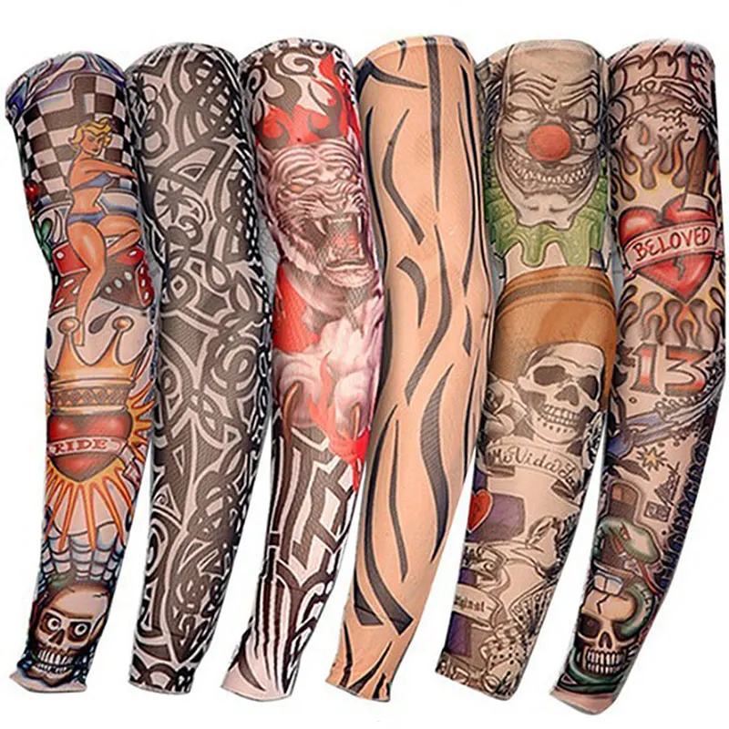

1Pcs Outdoor Sports Arm Sleeves Tattoo Printed Breathable Quick-dry UV Protection Cycling Arm Sleeve Basketball Armguards