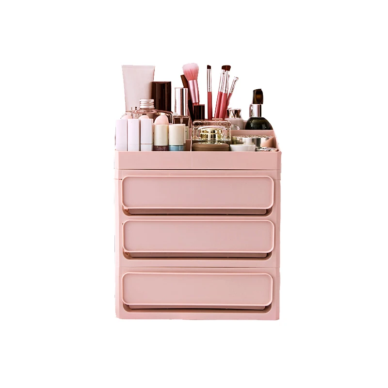 

4 Layers Pink Dust-proof Office Storage Box Tik Tok Girl Pen Makeup Cosmetic Lipstick Sundries Container Articles Organizer