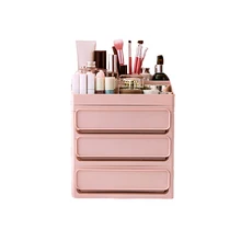 4 Layers Pink Dust-proof Office Storage Box Tik Tok Girl Pen Makeup Cosmetic Lipstick Sundries Container Articles Organizer