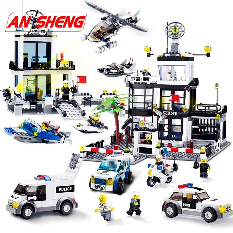 

City Police Station SWAT Car Airplane Building Blocks Sets Action Figure Bricks Toys for Children Gifts Compatible Legoes