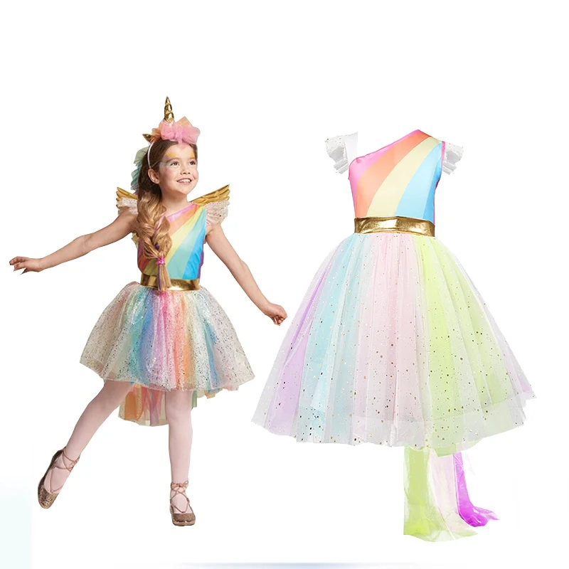 

Easter Girls Dress 2Pcs Kids Dresses For Girls Unicorn Party Dress Toddler Cosplay Princess Dresses 2019 Year