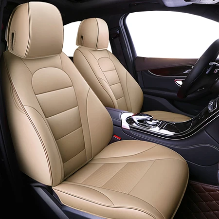 Авто универсальный чехол на сиденье из коровьей кожи для BMW e30 e34 e36 e39 e46 e60 e90 f10 f30 x3 x5 x6 автомобильные аксессуары авто Стайлинг авто - Название цвета: Beige Standard