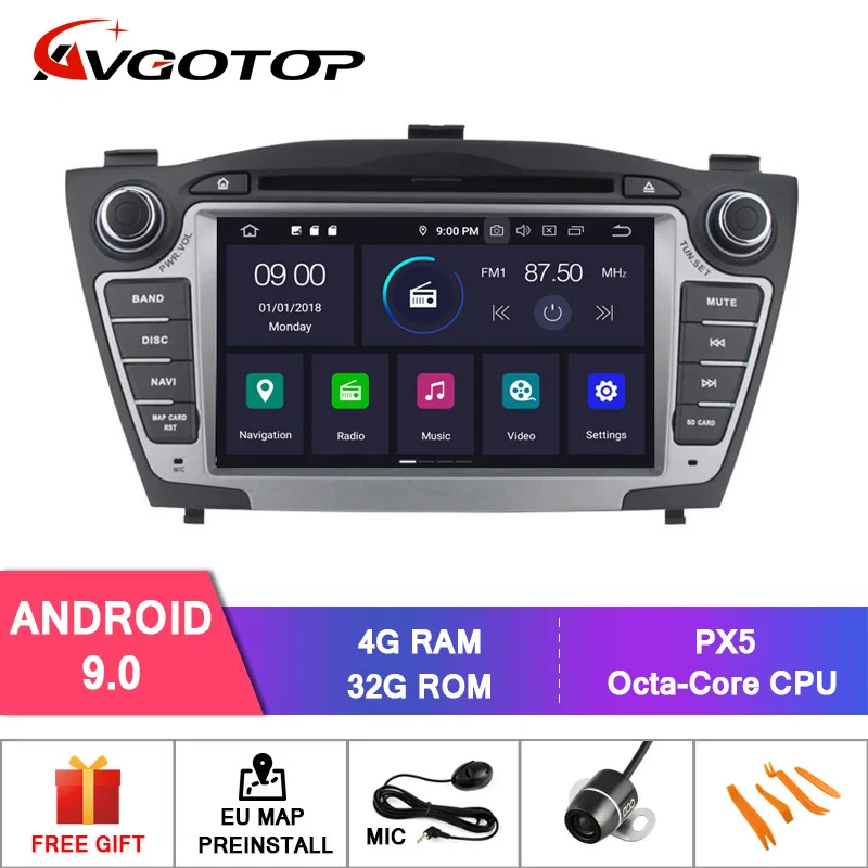 AVGOTOP автомобильный dvd-плеер для HYUNDAI ix35 2010-2013 Android 9,0 встроенный wifi Автомобильный видеорегистратор с радио/wifi+ DSP+ DAB+ OBD навигация
