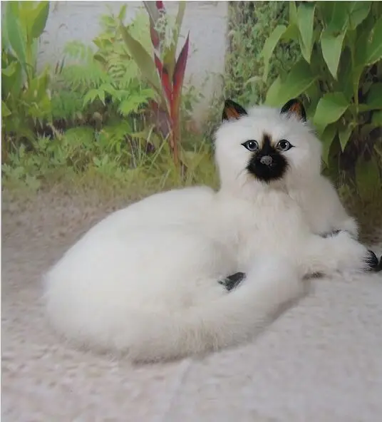 

big simulation black mouth cat toy polyethylene&furs lying cat model gift about 30x16x21cm 2905