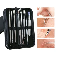 8 шт. инструмент для удаления угрей, прыщей, прыщей, удаления пятен, Комедон, черные точки, пинцет, набор игл, очищающее средство для пор
