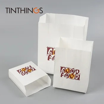 

100 pcs white Kraft Oil proof Paper bag good food French Fries Fried chicken Bread Burrito Paper Bags food bags Pouches shop