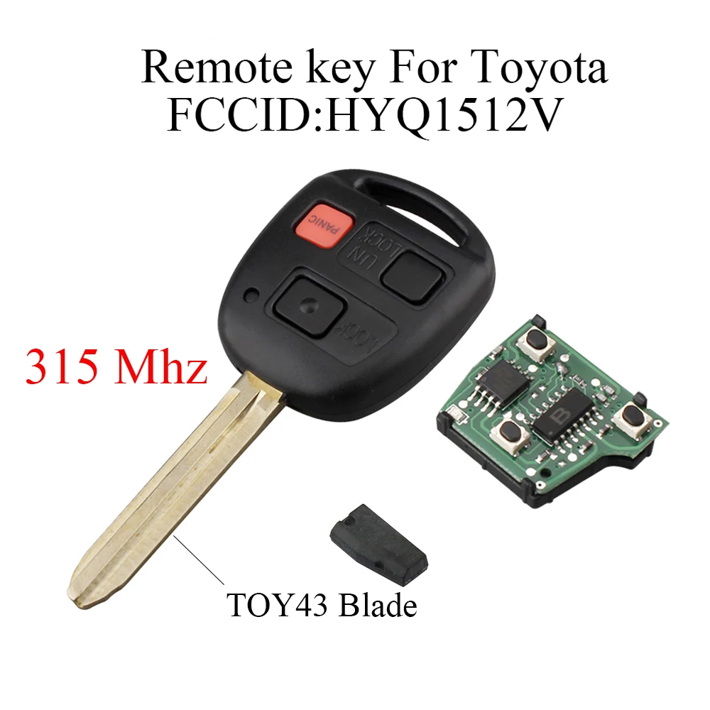 

315Mhz Keyless Remote Car Key Fob For Toyota Land Cruiser 1998-2002 HYQ1512V Transponder 4D67 or 4C Chip optional Car keys
