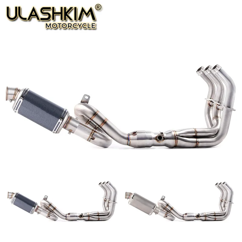 

Motorcycle Carbon Fiber Full System Exhaust Muffler Middle Link Pipe Slip On For Yamaha MT09 FZ09 MT-09 2014-2018 Not Tracer