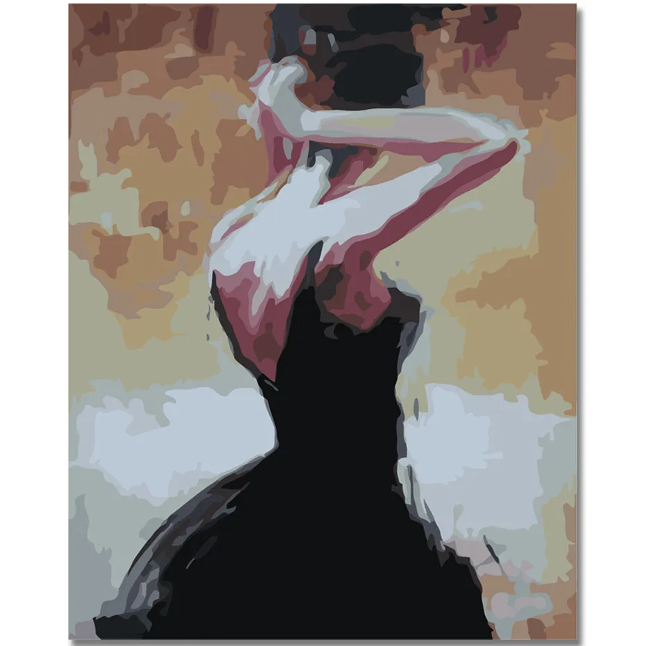 

RIHE Pretty Girl-Painting By Numbers,Hand painted Paint By Number On Canvas, DIY Oil Canvas Painting,Wall Art Picture 40x50cm