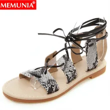 MEMUNIA/Большие размеры 34-47, новые летние повседневные сандалии на плоской подошве с дамской обувью женские сандалии в стиле кэжуал