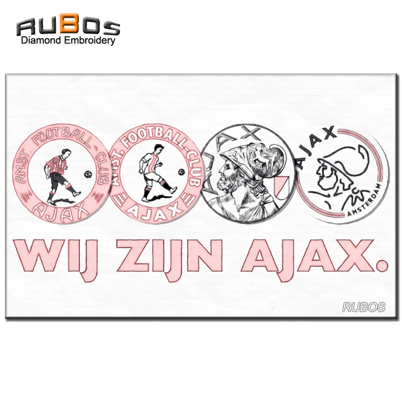 RUBOS AJAX Soccer DIY 5D Diamond Painting Netherland Team Badge Complete Square Or Round Diamond Embroidery Christmas Hobby Kids (20)