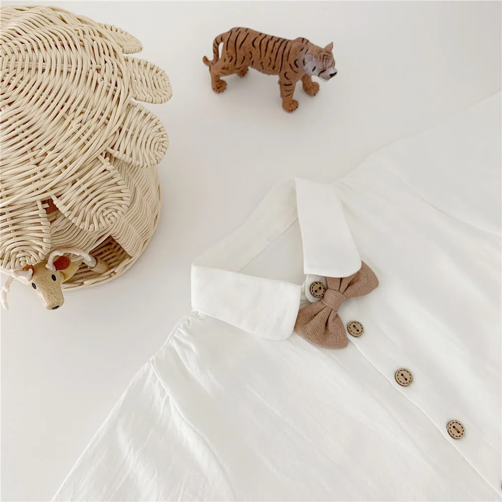Платье для малышей в Корейском стиле рубашка с маленьким бантом мальчиков и