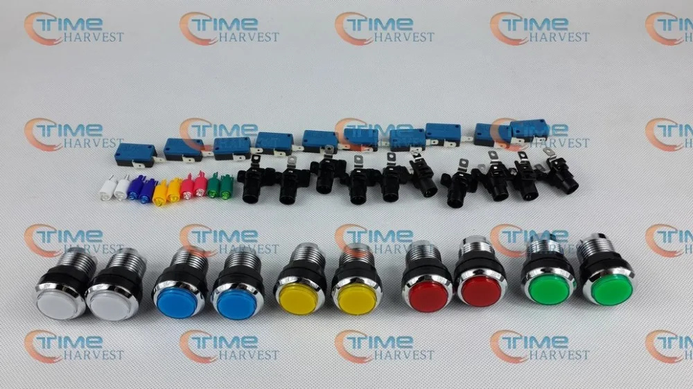 

100 pcs Silver Plated Illuminated Chrome Button with microswitch for Arcade Game Machine accessories Arcade Cabinet Parts