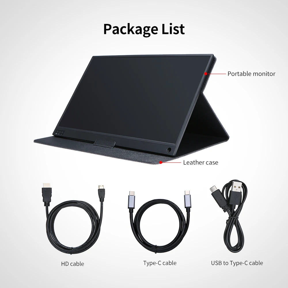  T-bao Portable Monitor Expansion Screen 1920x1080 HD IPS 15.6-inch Display LED Monitor with Leather