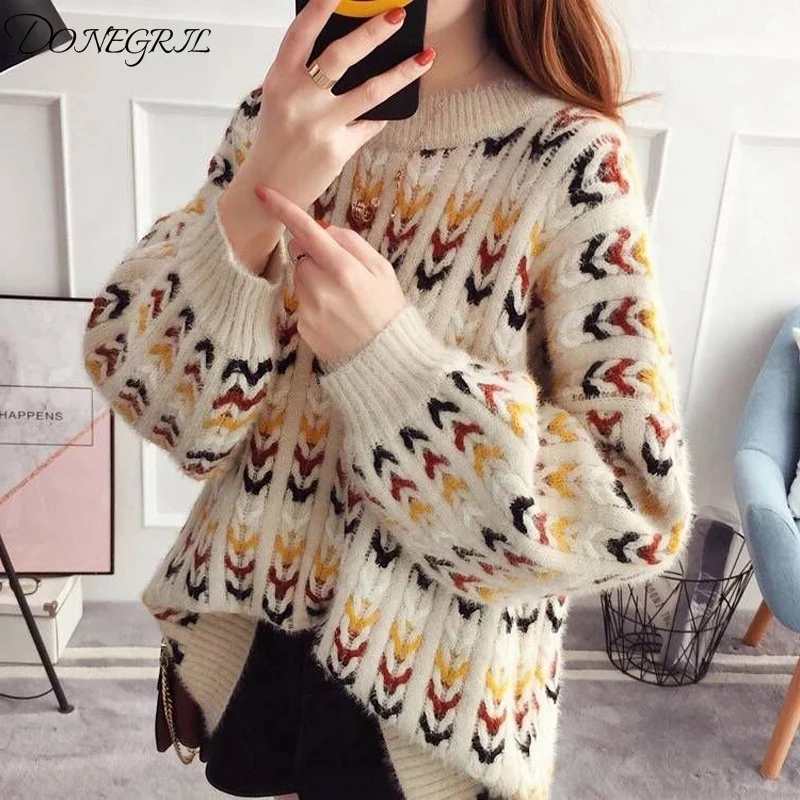 2020 autumn and winter new Korean version of the loose large size thick sweater pullover shirt women's clothing | Женская одежда