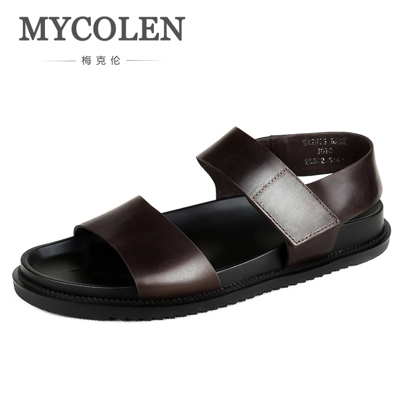 

MYCOLEN Genuine Leather Men Solid Men Casual Summer Sandals Luxury Designer Men Beach Sandals Daily Shoes Erkek Sandalet