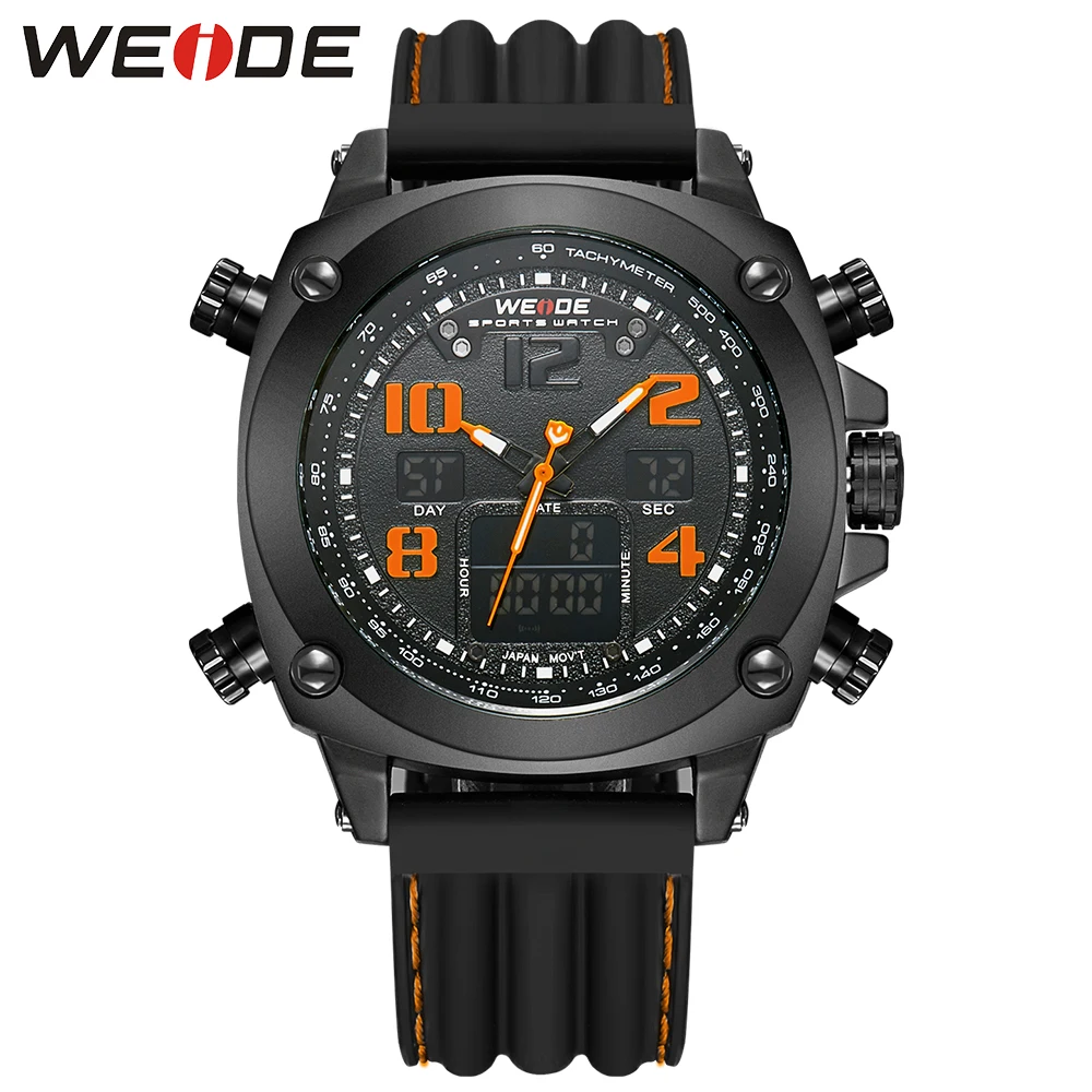 

WEIDE Luxury Brand Military Men Quartz Analog Digital Waterproof Silicone Strap Alarm Clock Multi-function Sports Watch for men