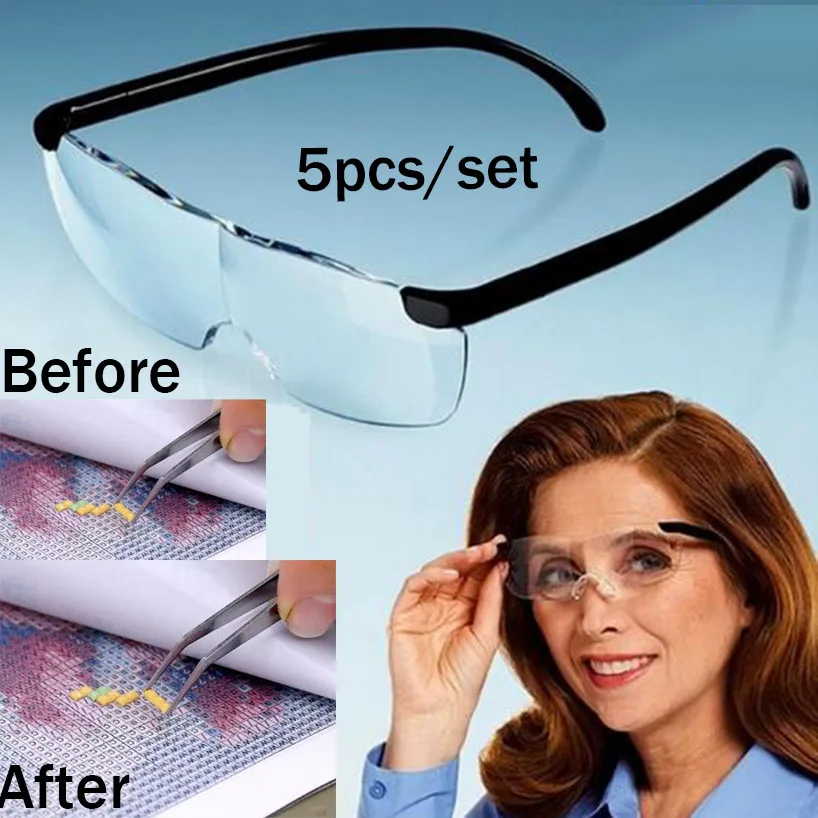 

5pcs Diamond Painting Tools Magnifying Glasses Vision For Old Man Unisex Reading Glass Lightweight Diamond Mosaic Accessories