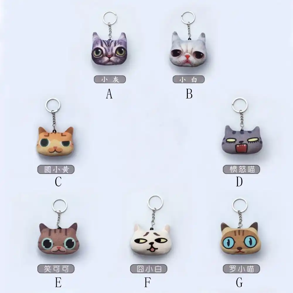 Baru Kreatif Gantungan Kunci Hewan Kucing Flanel Gantungan Kunci