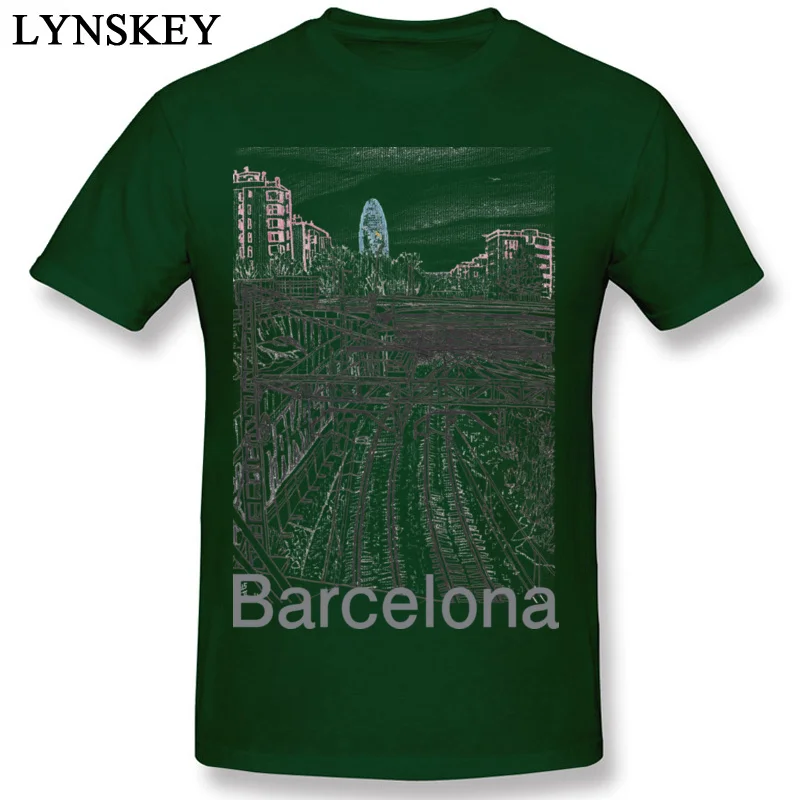 Boy Tops Shirts New Design Customized T Shirt Cotton Fabric Round Neck Short Sleeve Casual Barcelona_01 Tee-Shirt Top Quality dark green