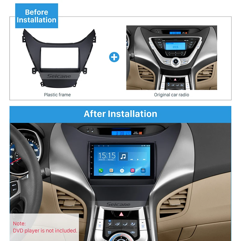 Seicane 2 Din запасная рамка для приборной панели автомобиля набор 2010 HYUNDAI ELANTRA Fascia