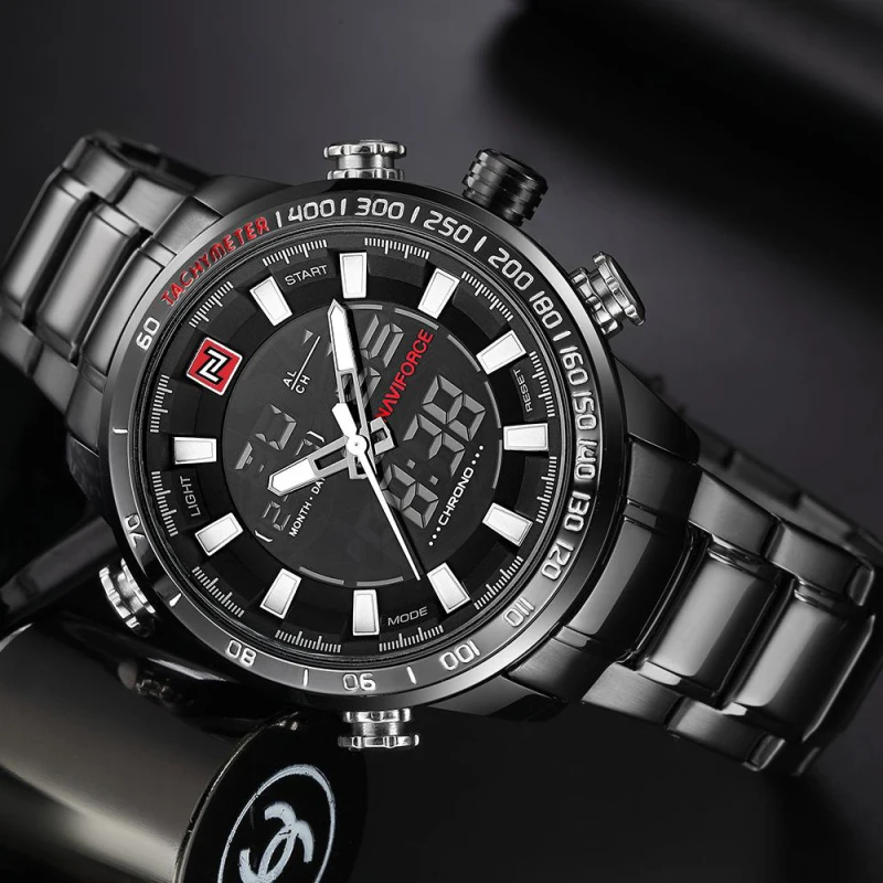  NAVIFORCE Top Brand Luxury Mens Watches Fashion Casual Sport Wristwatch Dual Display Date Clock Arm