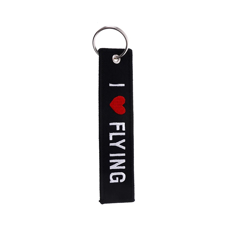 I LOVE FLYING 13x3CM keychain key Ring key Jewelry Tags car key ring Keyring  Gifts Emboridery Message