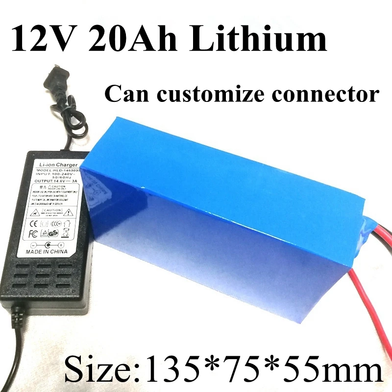 

Power Battery 12v 20ah 20000mah 12v Dc Li-ion Lithium Pack for 200w Golf Trolly Cart Backup Power 12 Cctv Camera + 3A Charger