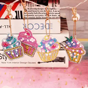

Cute Cartoon Cup Cake Diamond Painting DIY Drill Diamond Ornament Decoration for Girls Women Handbag Home Hanging Decor for Kids