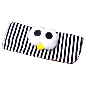 

Cute Big Eyes Plush Hair Band Headband For Woman(Striped Black)1 Pc Black