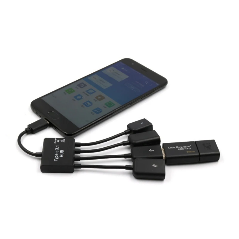 USB 3,1 type C концентратор до 4 USB 2,0 порт концентратор несколько OTG 4 порта type-C зарядное устройство черз порт USB концентратор кабель Соединительный адаптер