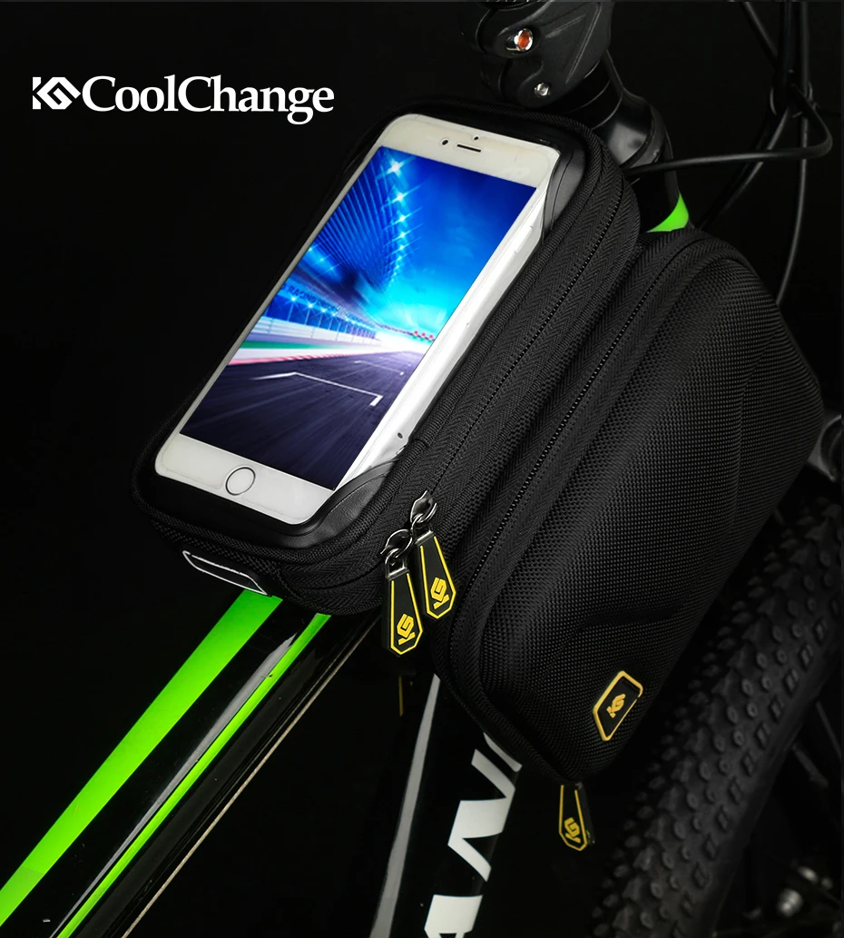 Sale CoolChange Bike Bag  6.2 Inch Touch Screen Bicycle Bag Front Frame Top Cell Phone TPU Cycling Bag Double Pouch MTB Accessory 0