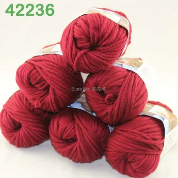

LOT of 6 Balls X 50g Special Thick Worsted Cotton Knitting Yarn Ruby 2236