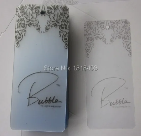 customized clothing PVC clear swing tag/transparent hang