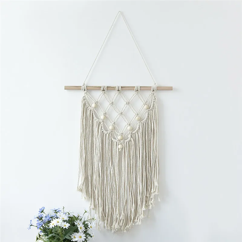 handcrafted macrame handwoven cotton thread bohemian atmosphere wall hanging retro stylish backdrop home decor 3 types