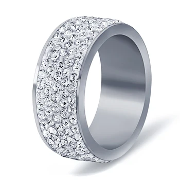 VQYSKO 5 Row Lines Clear Crystal Jewelry Stainless Steel