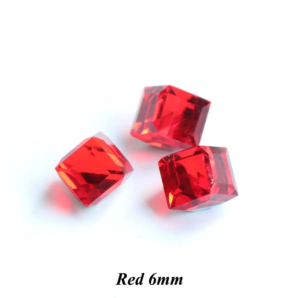 10 шт смешанные радужные стразы для дизайна ногтей, кубические квадратные подвески, камни для бусин, алмазные украшения для дизайна ногтей JI666 - Цвет: Big red 6mm