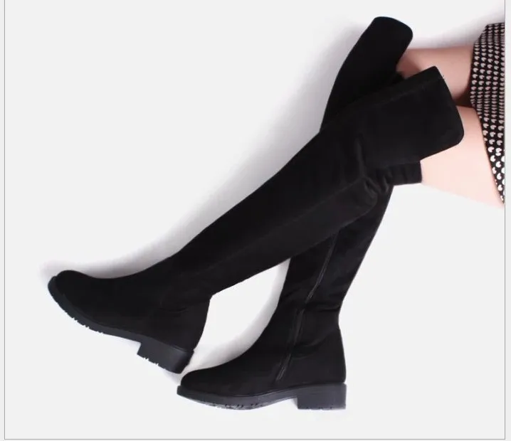 Free shipping Fashion winter female shoes over the knee women s boots flat shoes sexy warm