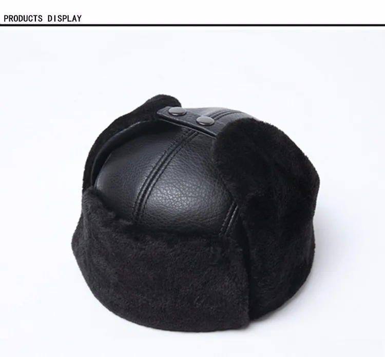 white camo bomber hat RY0202 Winter Genuine Leather Faux Fur Bomber Hat For Man Male Cold Outdoor Ear-cap Warm Ride Motocycling Russian Caps leather bomber hats