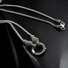 S925 серебро универсальная Пряжка Лисохвост ожерелье тайское серебро Ретро Женская длинная секция дикая цепочка для свитера