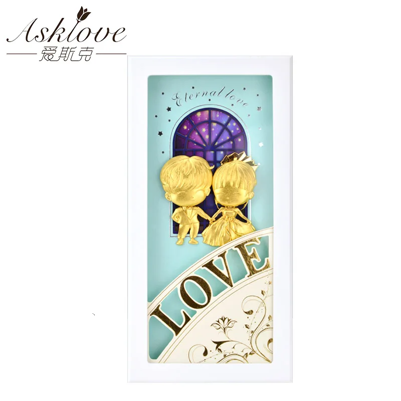 

Asklove Love pictures Gold foil Painting Girlfriend Wedding Gifts Wall art pictures Living room Romantic ornaments Home decor