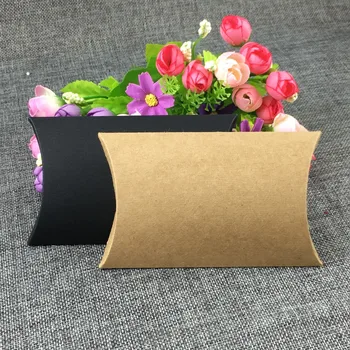 

50Pcs/Lot 12.5*8*2cm Paper Pillow Candy Boxes Gift Pouch Kraft Boxes Wedding Exquisite Gift Candy Boxes Festival Home Party Birt