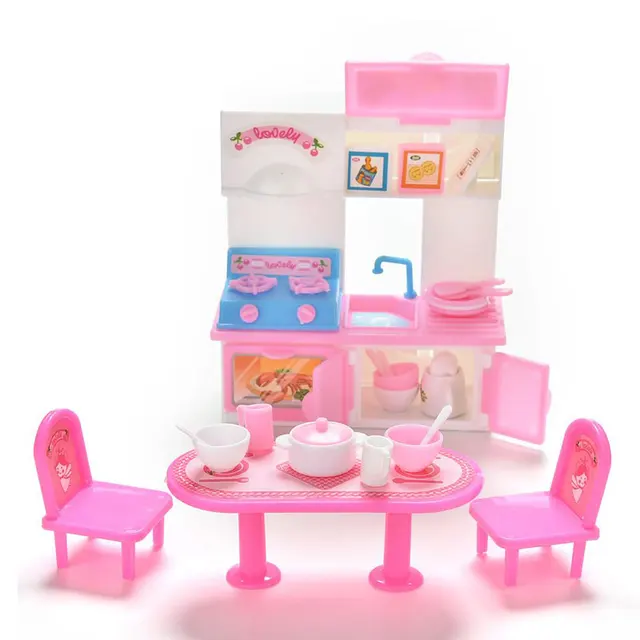 Abbyfrank 20Pcs/Set Dolls Kitchen Accessories Tableware Wash basins Gas