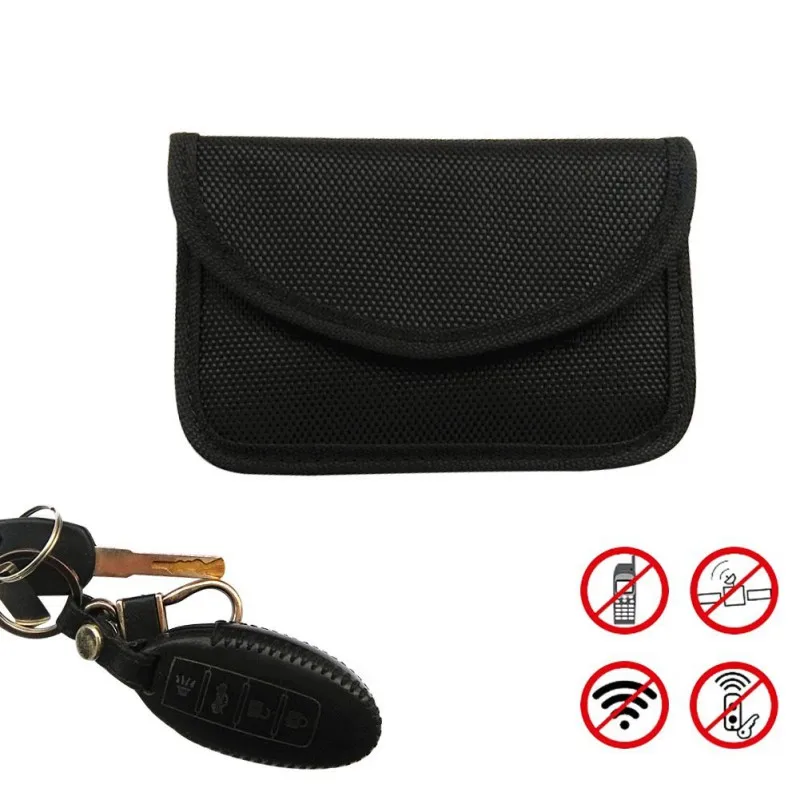 

Electromagnetic Shielding Key Bag Car Key Case Shielding Blocking Cover Multi-Function Remote Control Key Bag Black