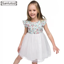Sanlutoz/платье с цветочным узором для девочек; детская одежда-пачка; брендовый костюм для детей; вечерние платья принцессы для маленьких девочек; сезон лето;